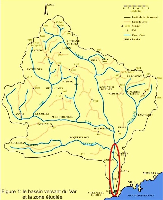 Carte du bassin versant du Var