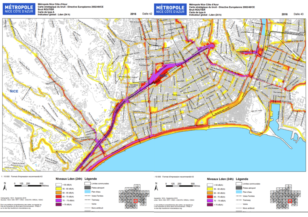 Carte bruit routier ville de Nice
